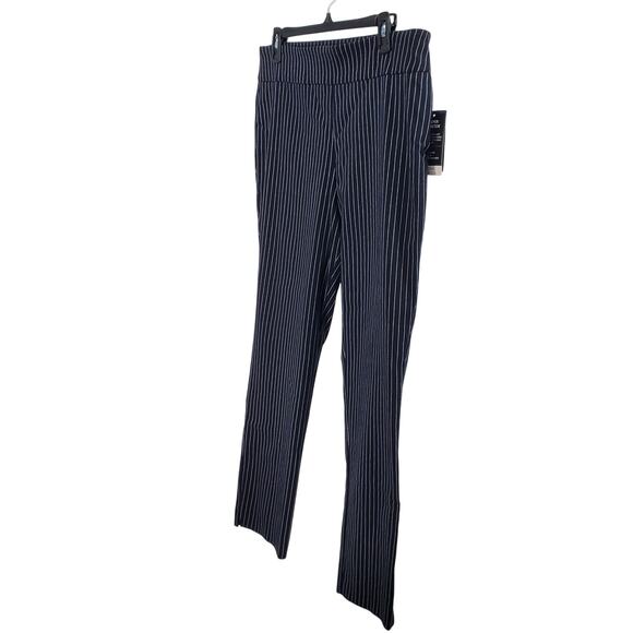 Counterparts Womens 14 Super Stretch High Rise Navy White Pinstripe Pants New - Picture 2 of 8